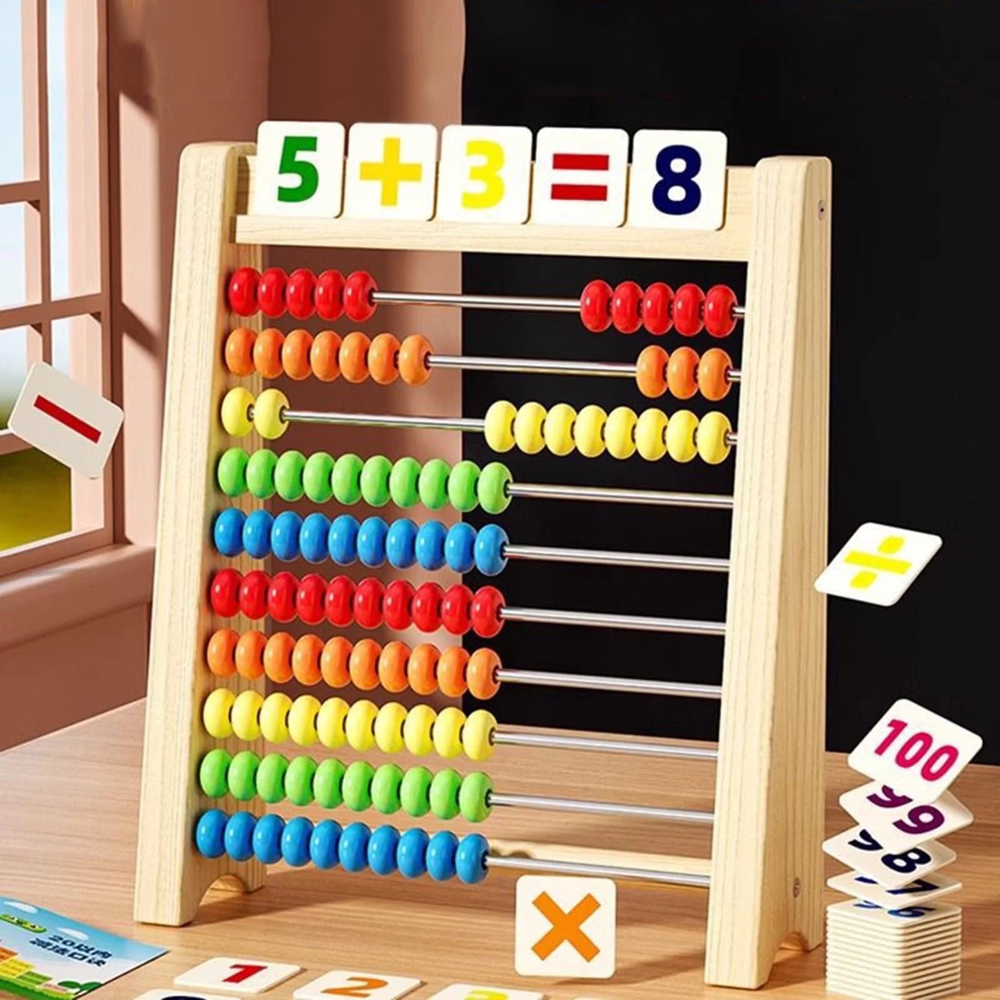 Preschool Math Learning Toy Wooden Abacus Set