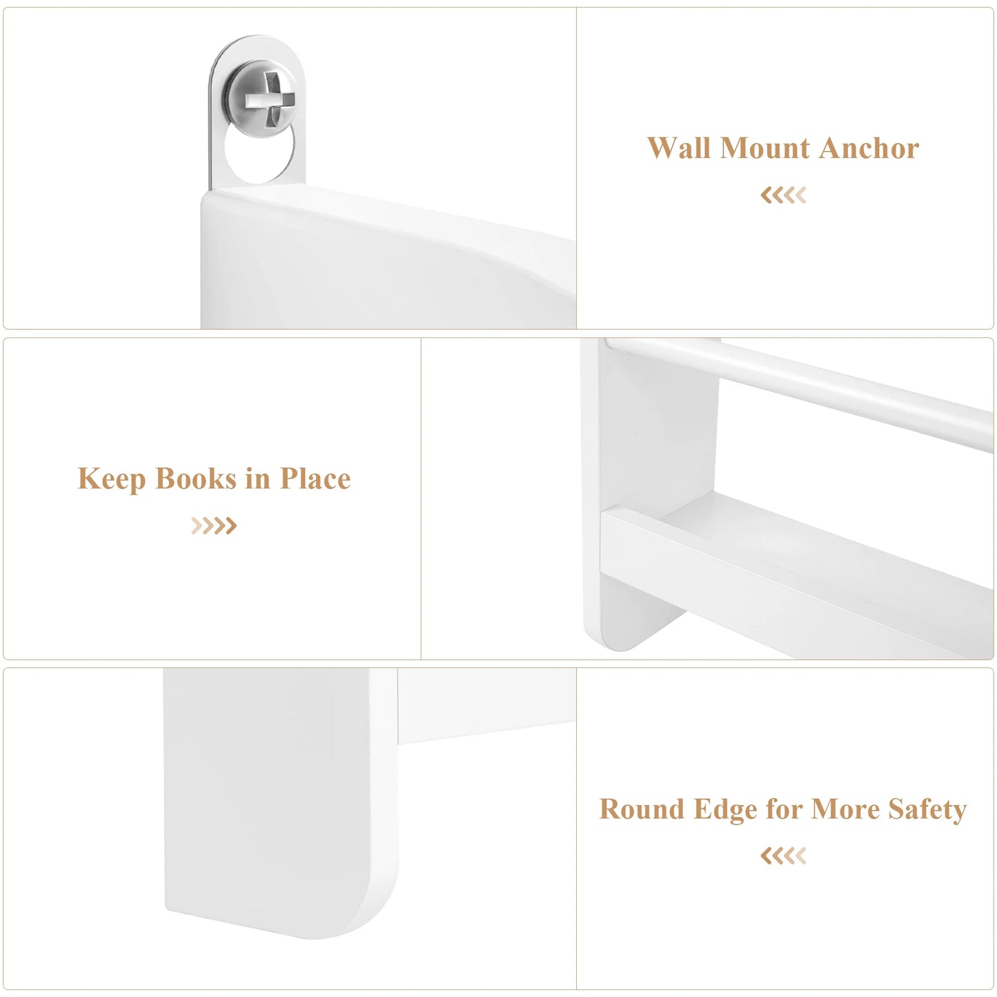 Homfa 4-Tier Wall-Mounted Kids Bookshelf (Set of 2)