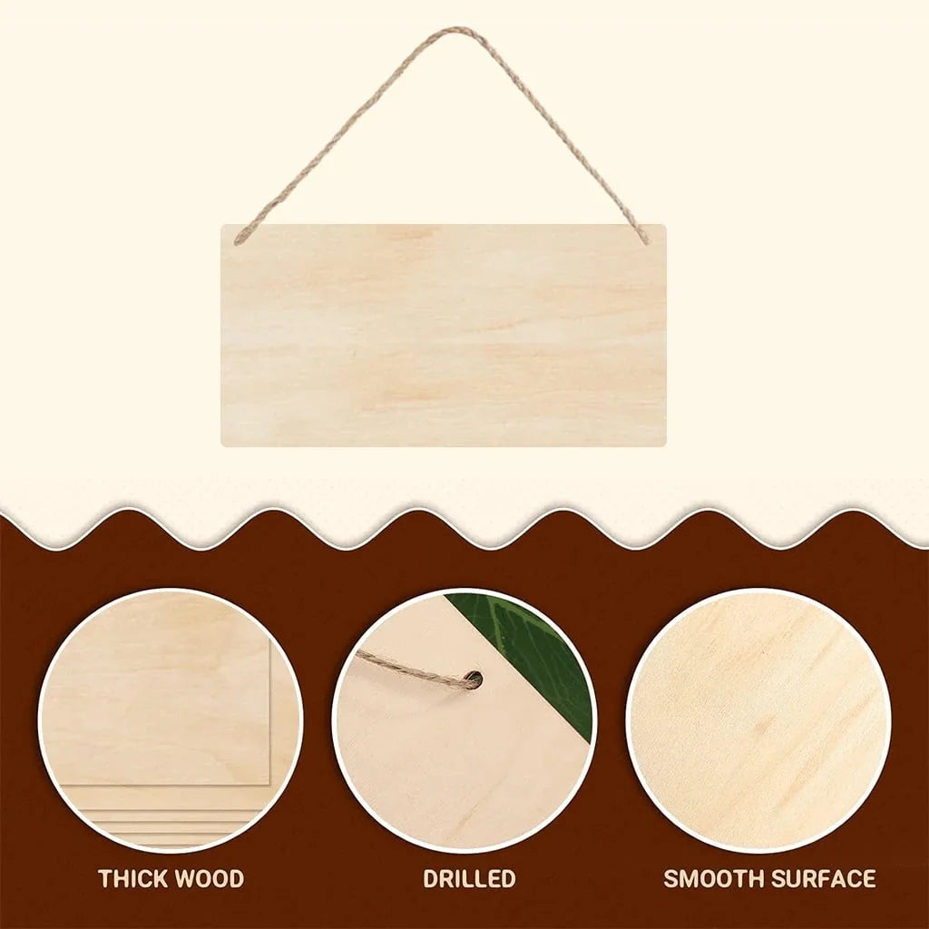 Unfinished Wooden Hanging Sign Blank (4-Piece Set)