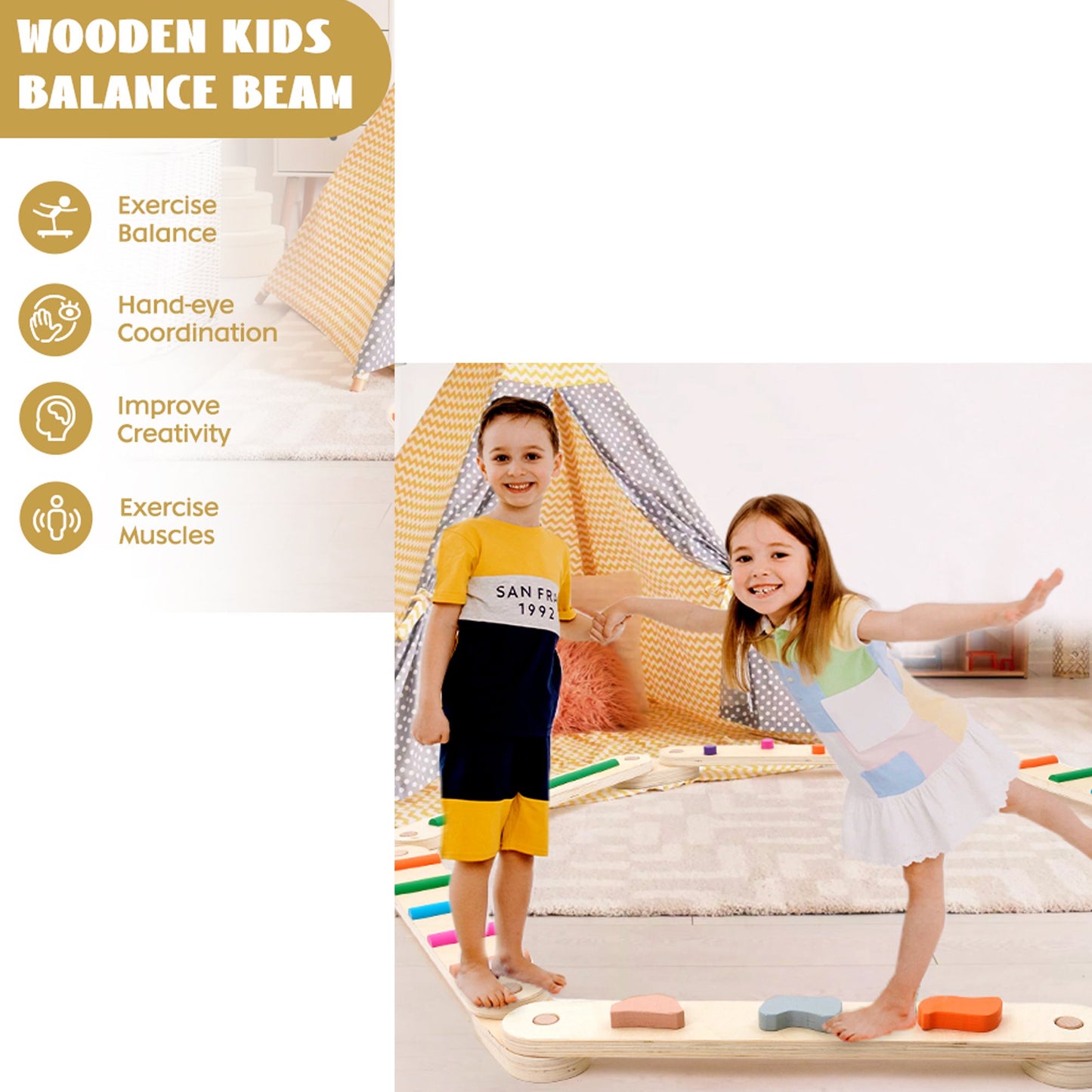 Ealing Wooden Balance Beam Set (6 Pieces)