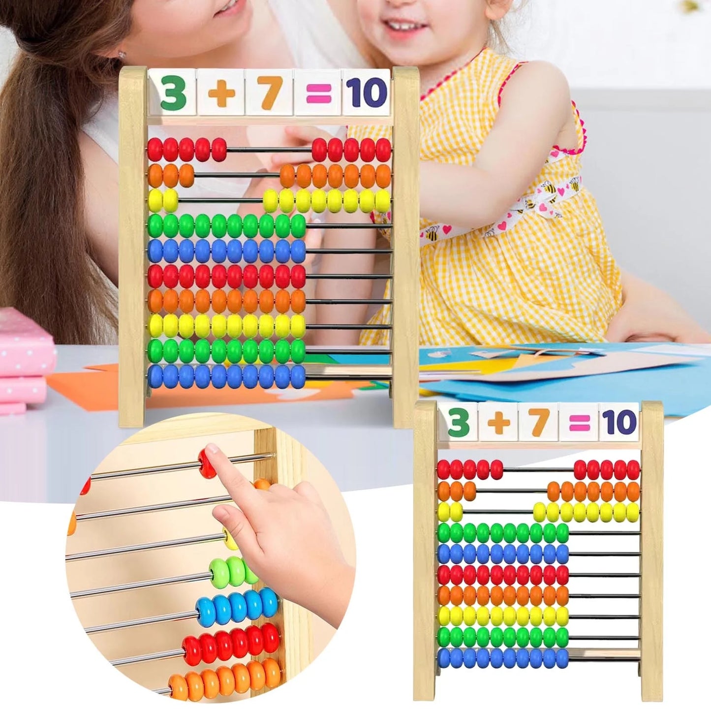 Preschool Math Learning Toy Wooden Abacus Set