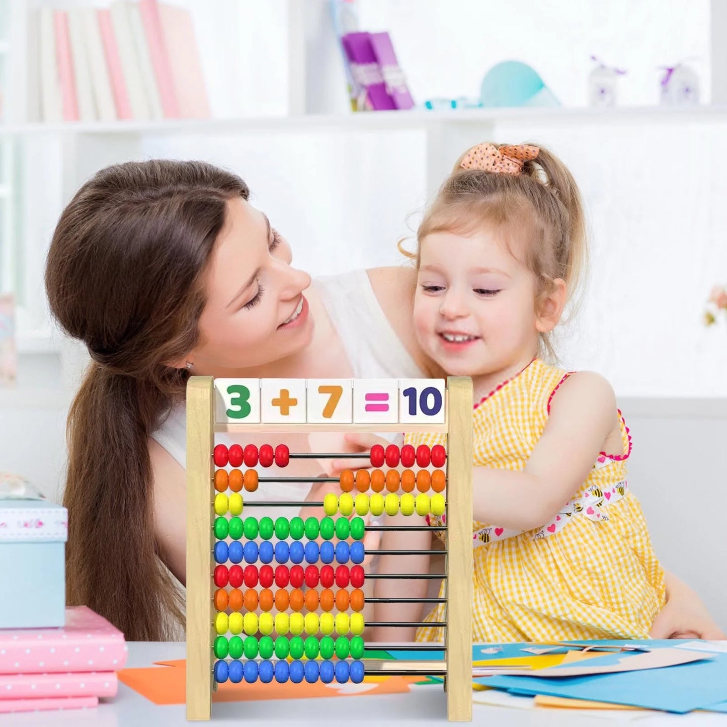Preschool Math Learning Toy Wooden Abacus Set