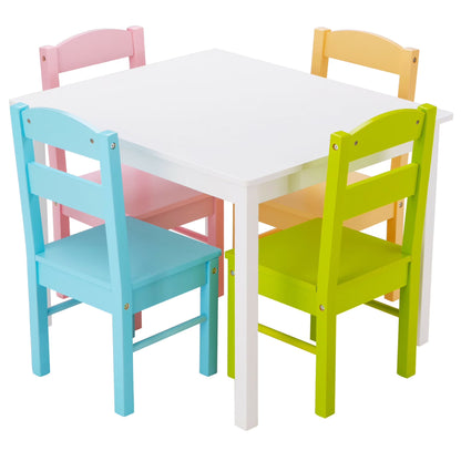 Costway 5-Piece Kids Wooden Table & Chair Set