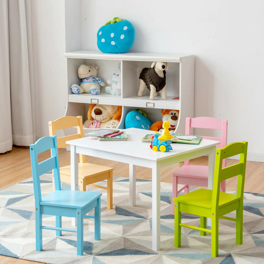 Costway 5-Piece Kids Wooden Table & Chair Set