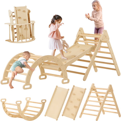 Tiny Land 7-in-1 Foldable Wooden Pikler Triangle Set