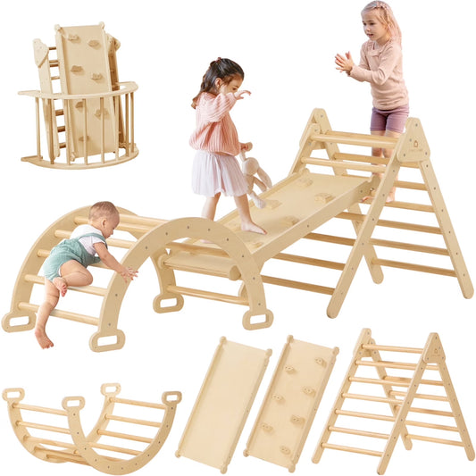 Tiny Land 7-in-1 Foldable Wooden Pikler Triangle Set