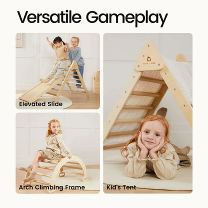Tiny Land 7-in-1 Foldable Wooden Pikler Triangle Set
