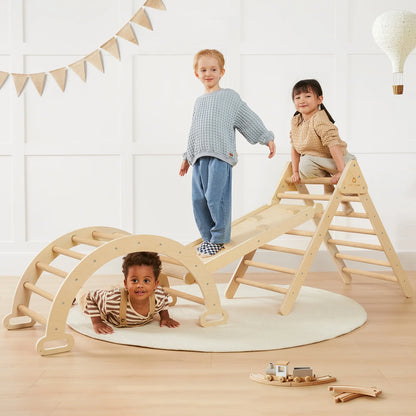 Tiny Land 7-in-1 Foldable Wooden Pikler Triangle Set