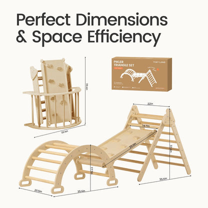 Tiny Land 7-in-1 Foldable Wooden Pikler Triangle Set