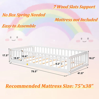 UHOMEPRO Twin Size Montessori Floor Bed