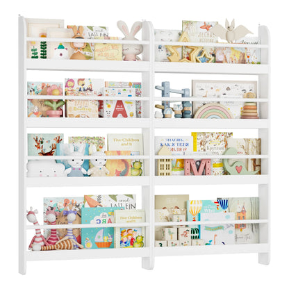 Homfa 4-Tier Wall-Mounted Kids Bookshelf (Set of 2)