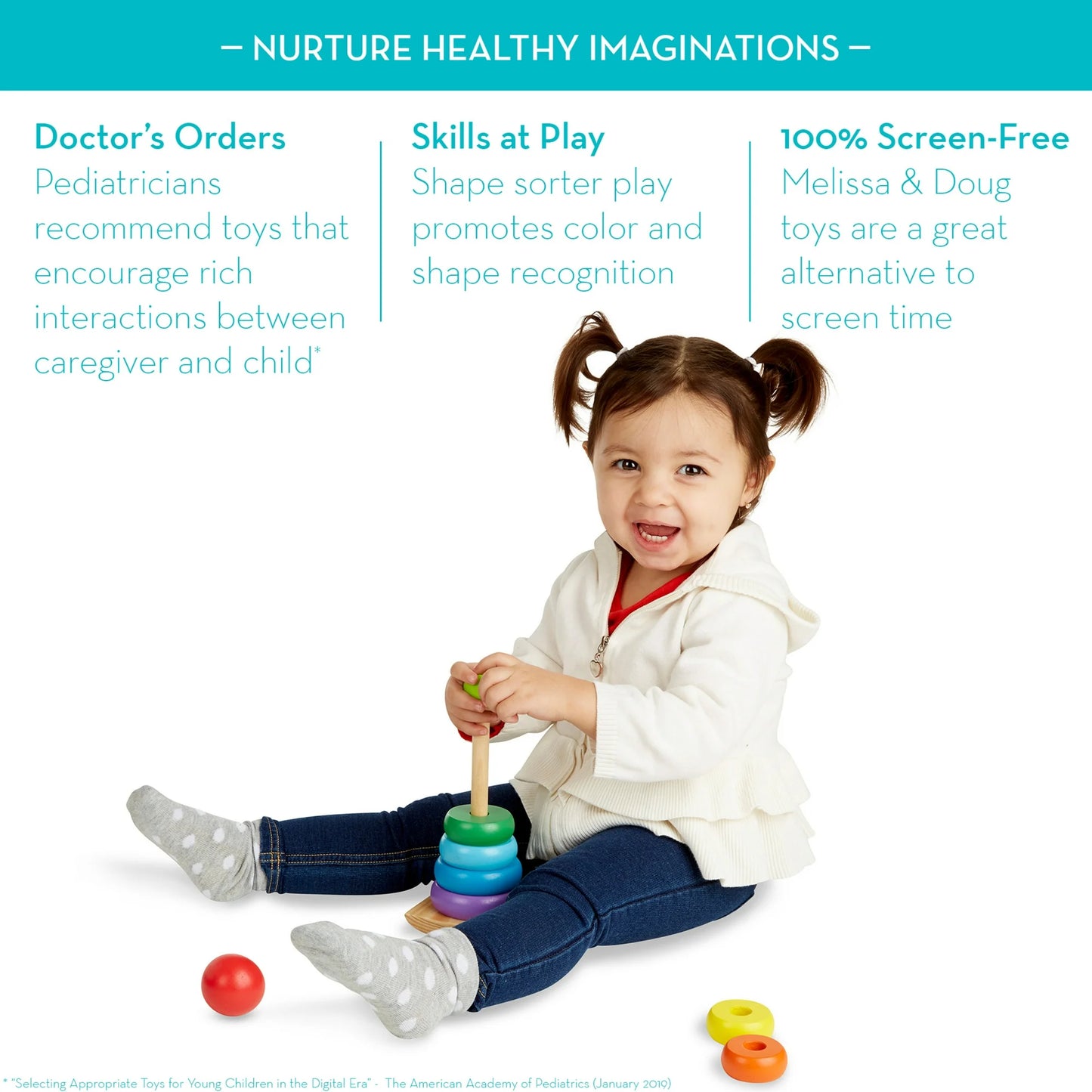 Melissa & Doug Rainbow Stacker Wooden Ring Toy