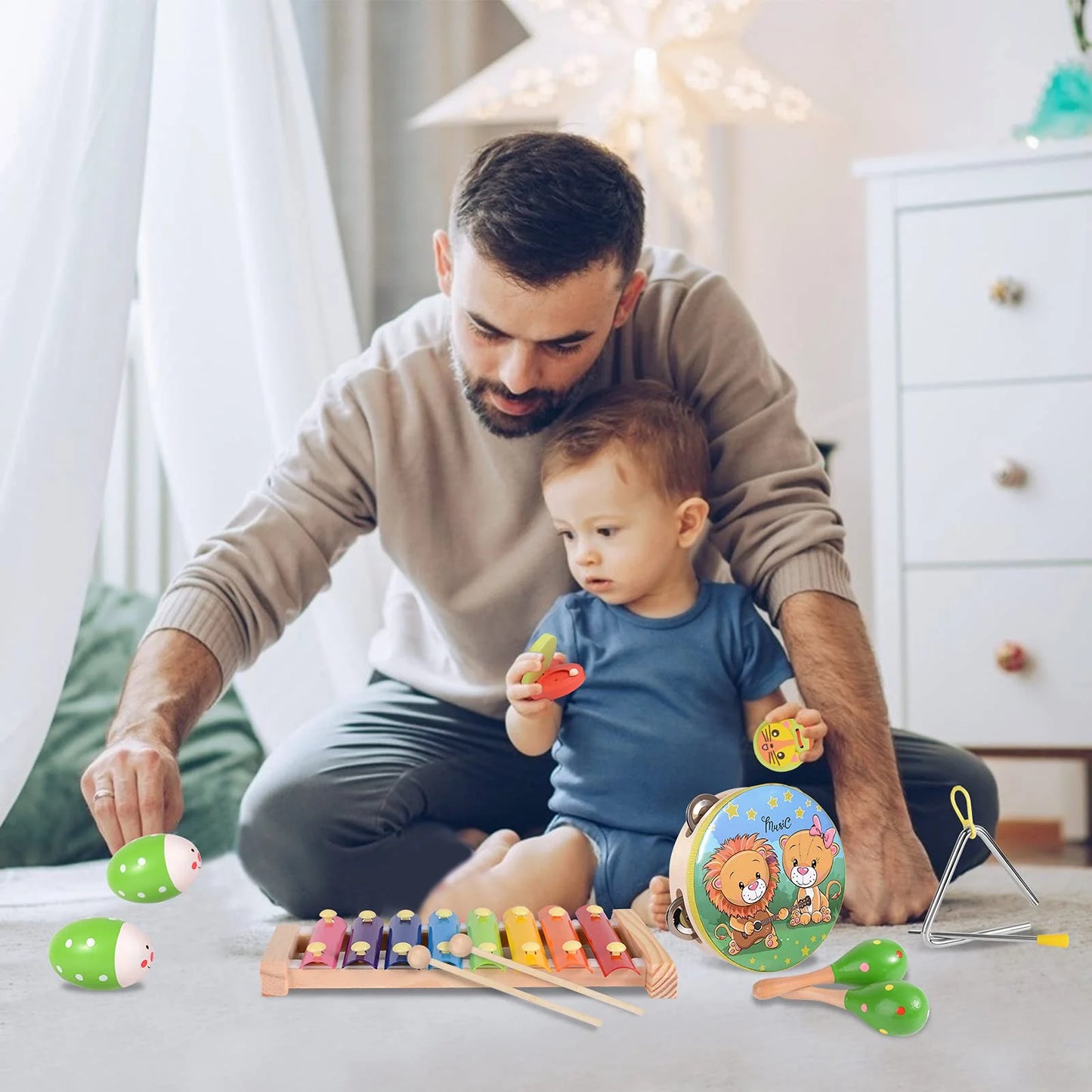 OATHX Wooden Musical Instruments Set for Kids